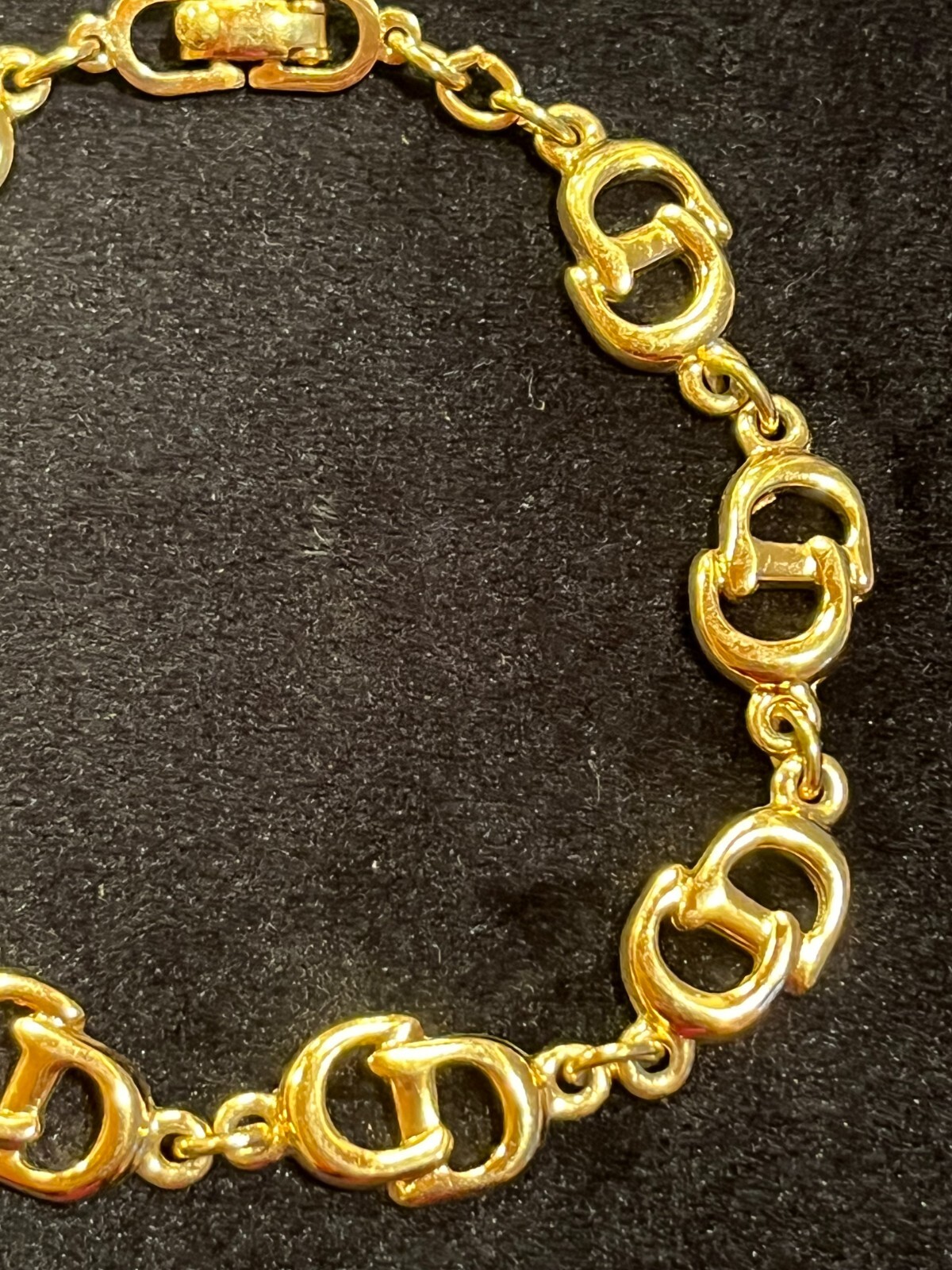 CHRISTIAN DIOR Bracelet Bangle Chain AUTH LOGO BIG Vintage CD F/S 7