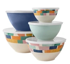 Member's Mark ~ Ten (10) Piece Nesting Bowl Set ~ Melamine ~ COLOR BLOCK
