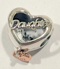 Authentic Pandora Charm,  ROSE Love You Duaghter Heart,   #782327C00