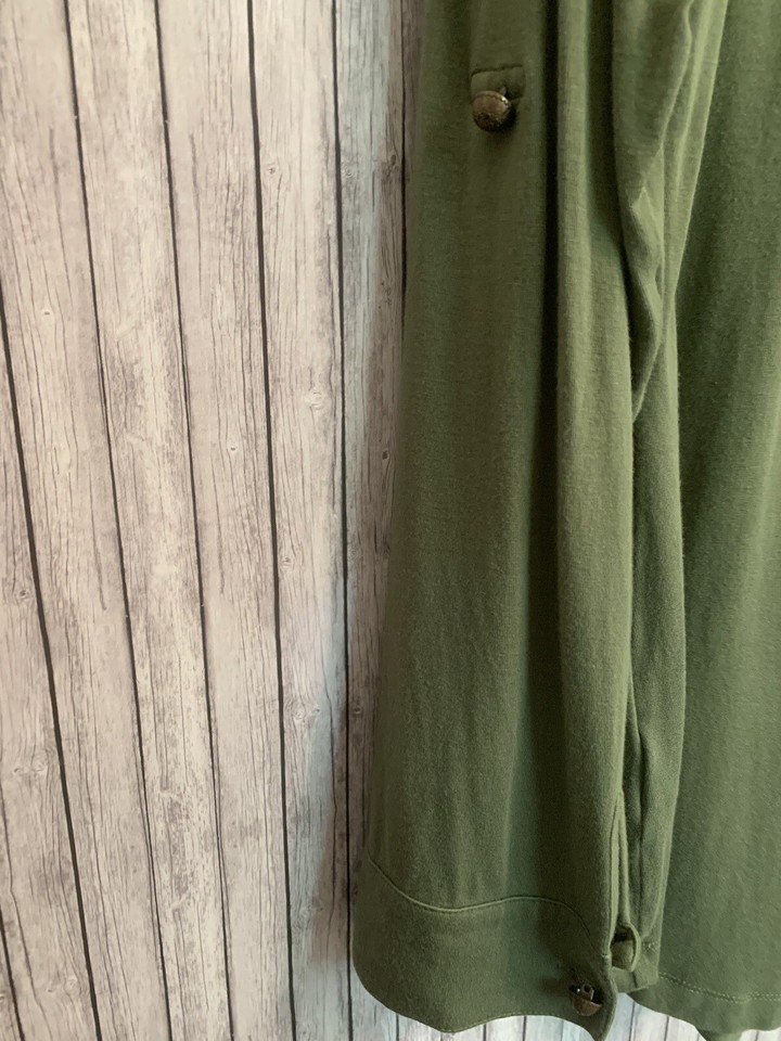 Soft Surroundings shirt Womens XL olive green metal buttons Vneck