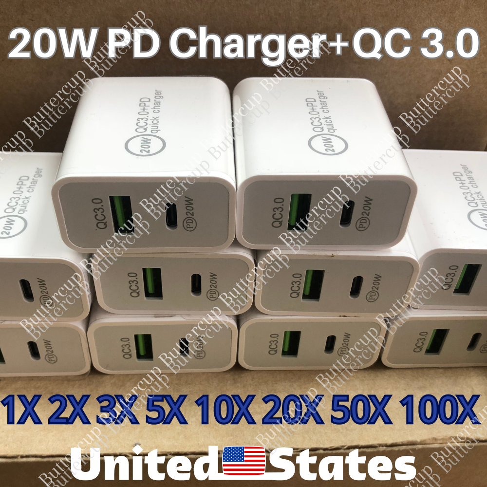 Lot 20W PD QC Fast Charger USB C Power Adapter Block For iPhone 16 15 14 13 12 X