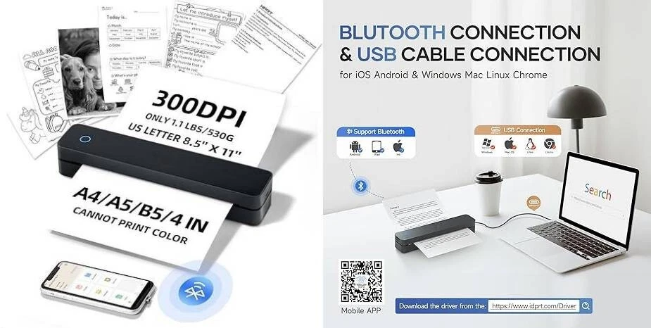 Impresora portátil inalámbrica para viajes, impresora térmica pequeña sin tinta. - Image 2 of 4