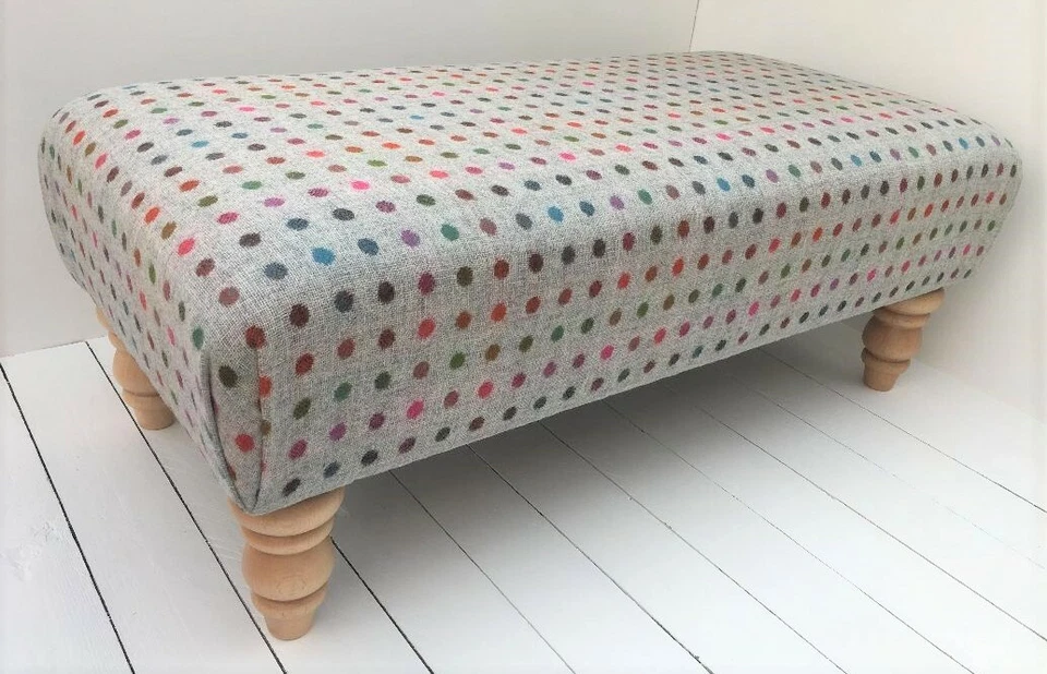 New Large Footstool. ANY 100% Wool Abraham Moon Tartan Fabric Choose Legs & Size - Image 2 of 4