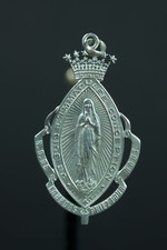 Rare Antique 1908 Religious Medal Pendant Queen Of The Most Holy Rosary