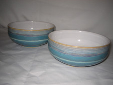 Set of 2 Denby Azure Coast Cereal Soup Bowls Coupe Shape England more available