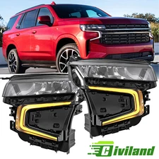 For 2021-2023 Chevy Tahoe Suburban Full LED Headlights Headlamps Left Right Side