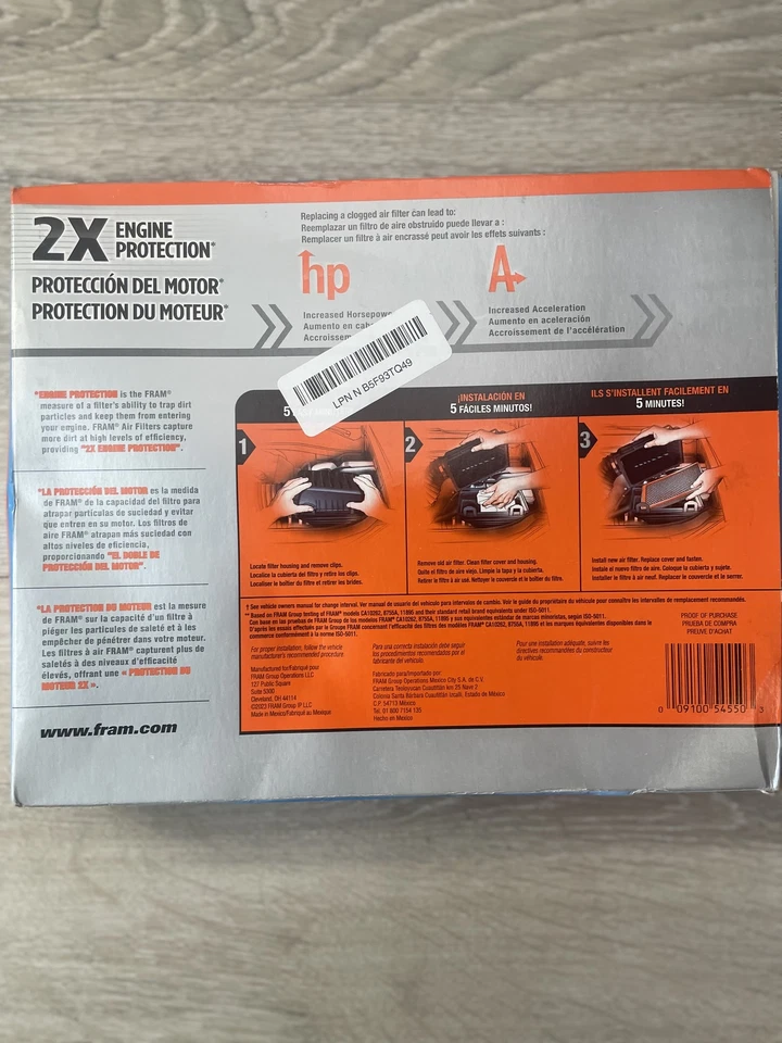 (CANTIDAD 2) MARCO EXTRA PROTECTOR FILTRO DE AIRE CA10881 Se adapta a Hyundai Azera Kia Cadenza 2017 Foto 3 de 4