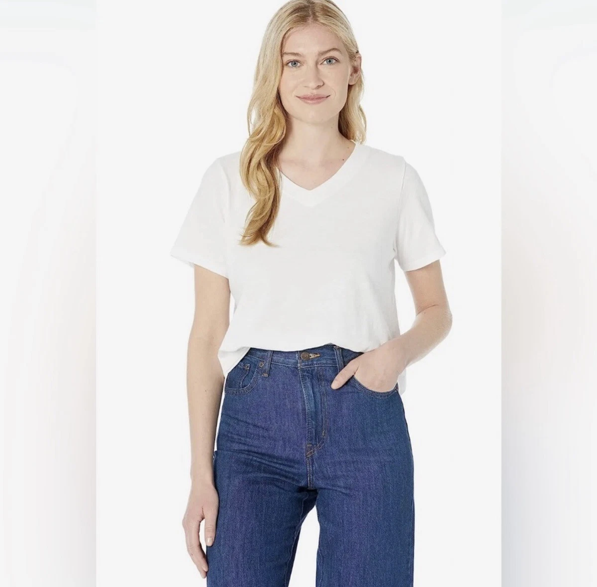 Eileen Fisher Short Sleeve V Neck Tee White Size Small eBay