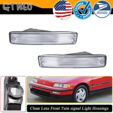 2x Clear Lens Front Bumper Turn Signal Light Pair For 1990-1991 Honda CR-X / CRX