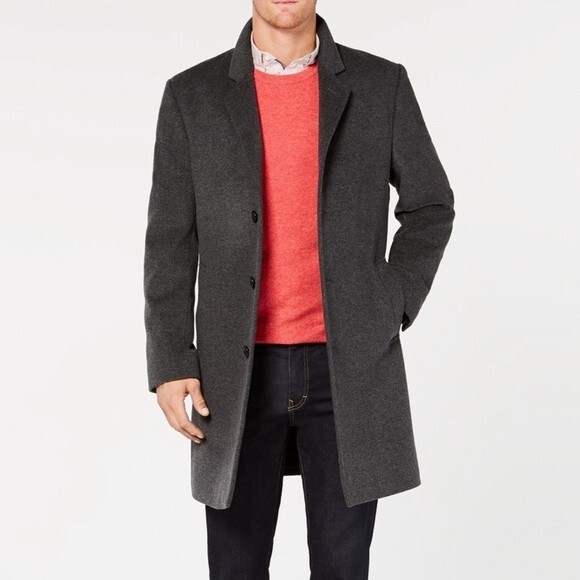 London Fog Signature Men's Wool Blend Coat Dark Charcoal sz 38R