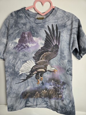 Vintage 90s The Mountain Eagle Tie Dye T Shirt Med Nature Single Stitch Blaylock