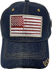 USA American Flag Jean Style Baseball Cap Adjustable Embroidered Outdoor