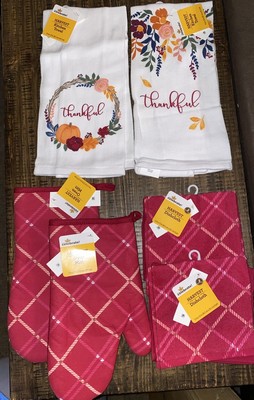 Way to Celebrate Fall Themed Oven Mitts, Kitchen Towels & Dishcloths, 8pc Set
