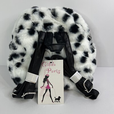 Gilda Paris Vegan Fur Black & White Mini Backpack NWT Gilda Paris Mini Backpack Vegan Fur Black & White NWT (MSRP  main image 3
