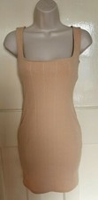 PRETTYLITTLETHING Ladies UK 8 Peach Sleeveless Fitted Bodycon Summer Dress