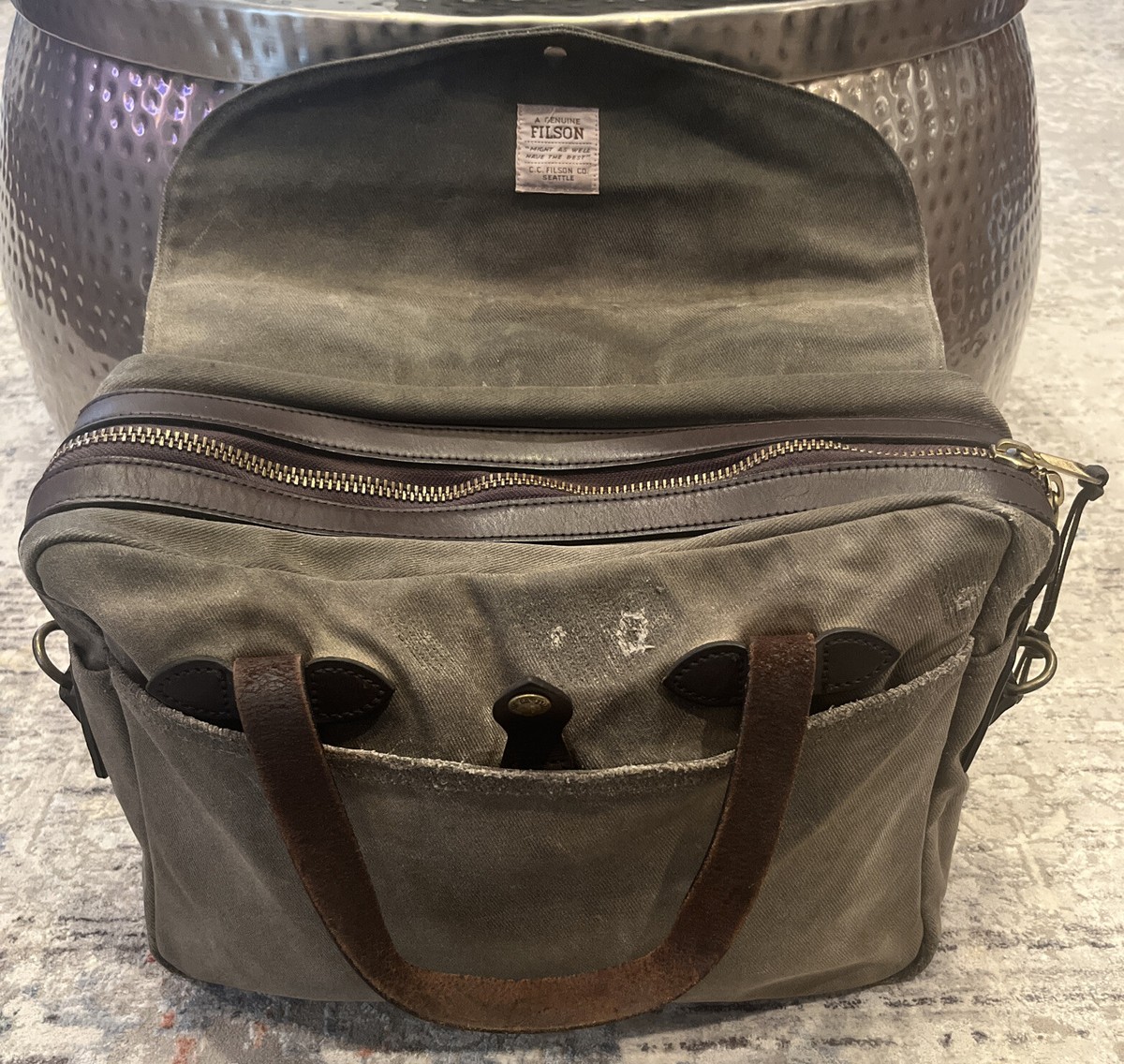 Filson Repair With Darning 257 Rugged Twill Computer Briefcase