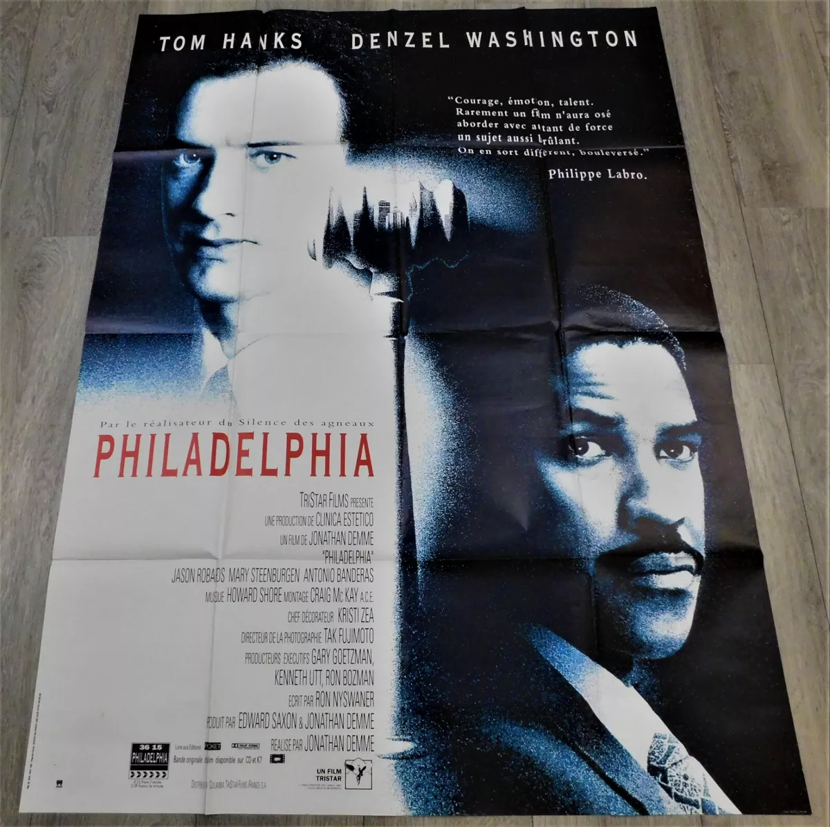 Philadelphia French Movie Poster Original 47"63" 1993 Demme Hanks  Washington