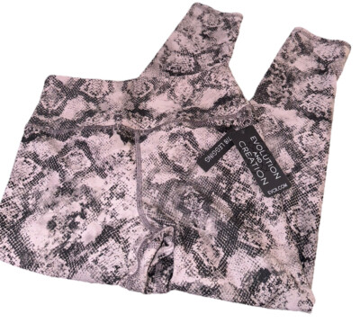 NWT Evolution & Creation Sofia 7/8 Leggings Sz M Gray Black Snake Print 