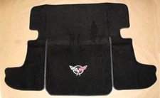 NEW! Black Cargo Deck Mat 1997-2004 Corvette Embroidered Silver Flag Logo Coupe