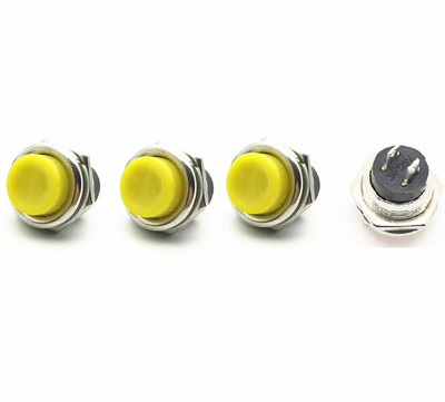 5pcs DS-212 16mm 3A 125V Switch Push Round Button No Lock Reset Yellow