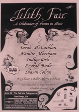 LILITH FAIR: SARAH McLACHLAN/NATALIE MERCHANT 1998 SAN DIEGO CONCERT TOUR POSTER