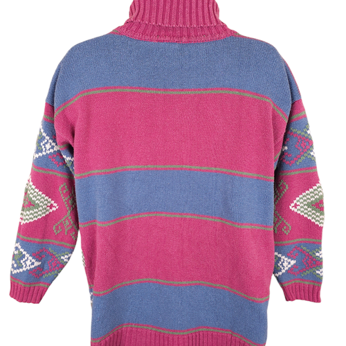Vintage Nuovo Turtleneck Sweater Womens Size Medium Pink 80s Geometric - Picture 4 of 6