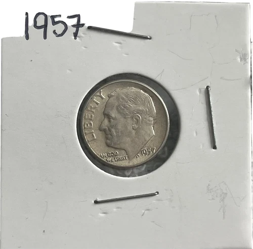 1957 P Roosevelt Dime 90% Silver Good Condition