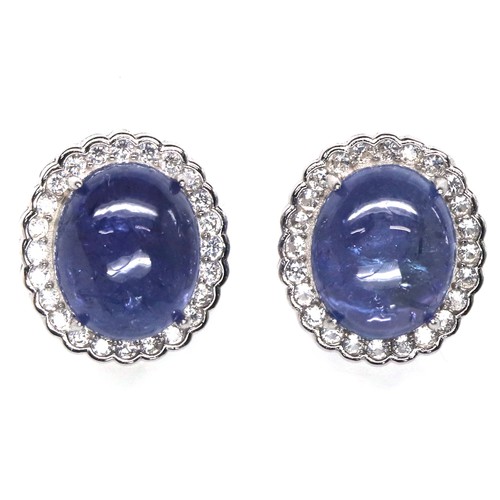 Boucles D'oreilles En Topaze Bleue Et Zircones Plaqué Rhodium - 8.8ct - Style Stick