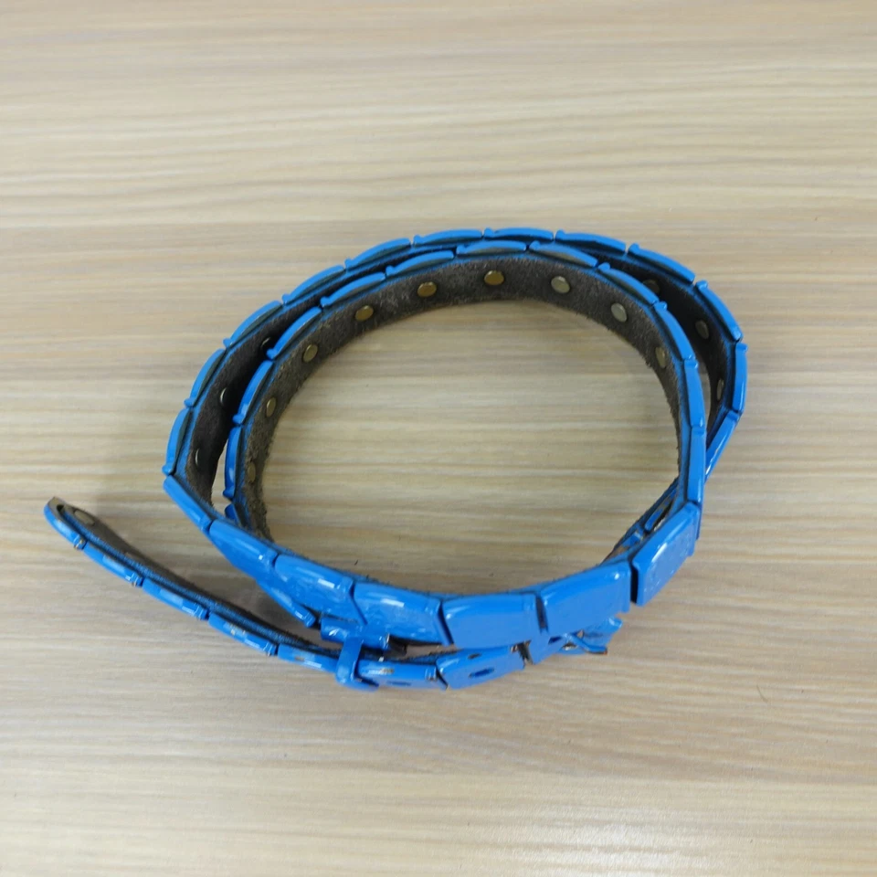 Cinturón De Metal Tachonado Occidental DE COLECCIÓN 28 PEQUEÑO Azul Pesado Medieval Retro CUERO AUTÉNTICO Foto 3 de 4