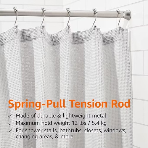 Chrome Nickel Shower Curtain Tension Extendable Rod Adjustable Ex Display - Picture 5 of 10