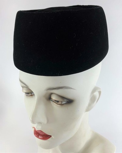 Black Velvet Pillbox Hat Jackie O 