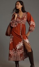 New FARM Rio x Anthropologie V Neck Long Sleeve Maxi Dress SIZE Small
