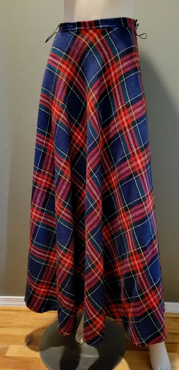 Plaid maxi skirt navy cheap