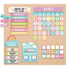 Colorful Classroom Calendar Set Bulletin Board - Bulletin Board Calendar For ...