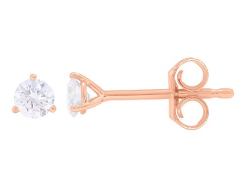 0.25Ct FG/VS Lab Grown Diamond 3 Prong Set Push Back Stud Earring-14K Solid Gold - Picture 8 of 12