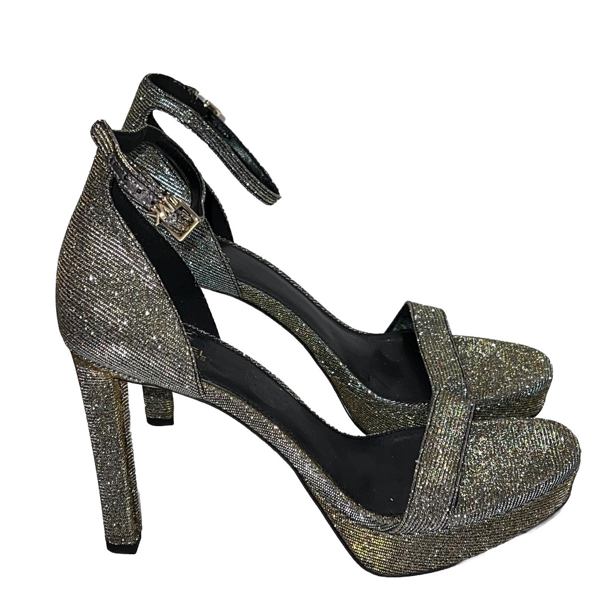 New Michael Kors Margot Glitter Gold Platform Heels Sandals M Formal  Prom