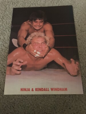 Vintage THE GREAT MUTA NINJA vs. KENDALL WINDHAM NWA Wrestling Pinup Photo 1980s