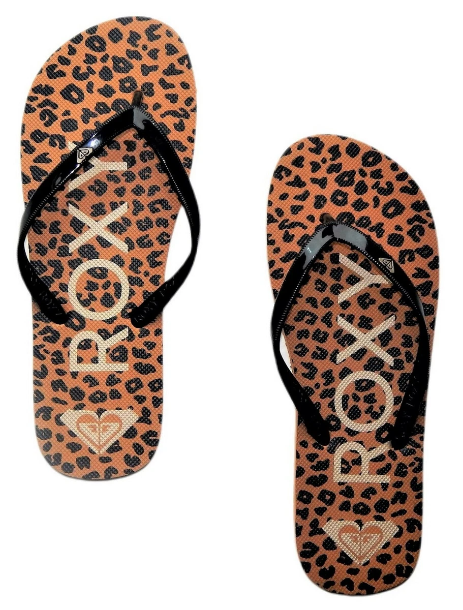 ROXY MELON III Cheetah Flip Flops Thongs Pool Sandals Women s Size