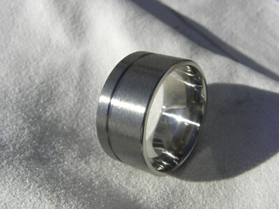 Wedding Band, Titanium Ring, Stone Finish, 11mm wide Ring