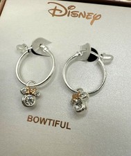 New Disney Minnie Mouse Silver Plated Hoops Earrings Drop Crystals New In Box