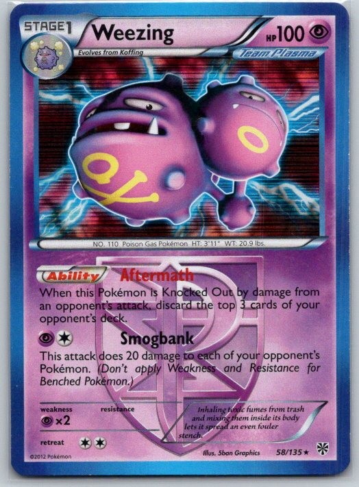 Weezing (Team Plasma) 58/135 Holo Rare Plasma Storm NM