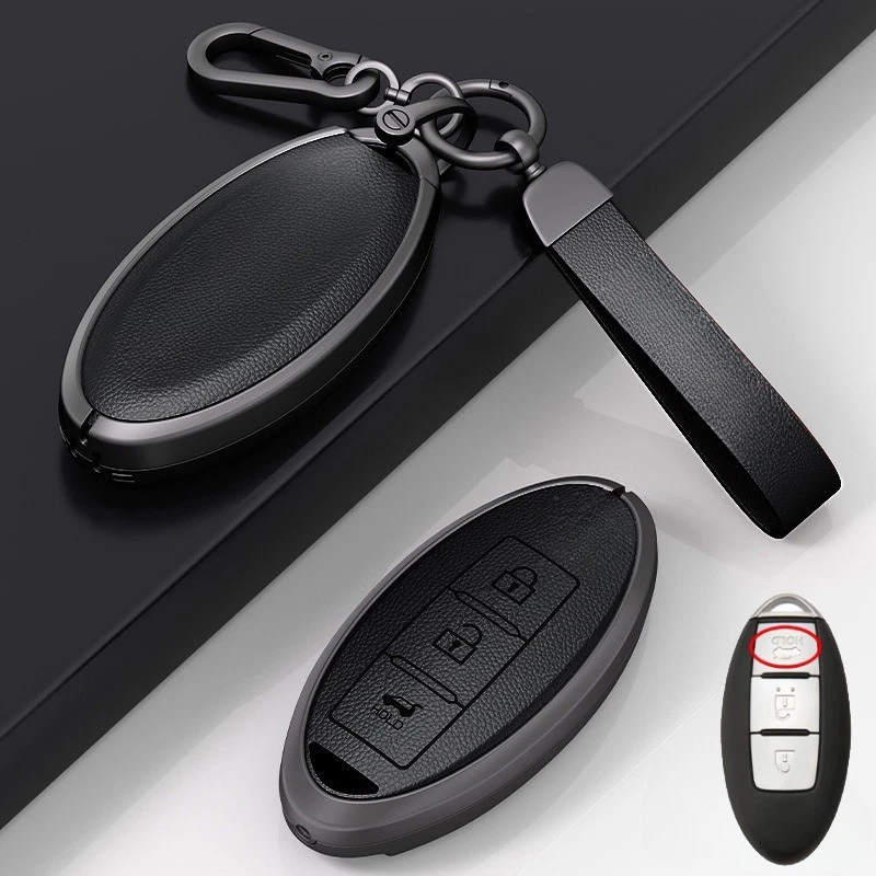 Funda para llave de coche de cuero de aleación de zinc para Nissan 370Z Pathfinder K13 Juke F15 Foto 4 de 4