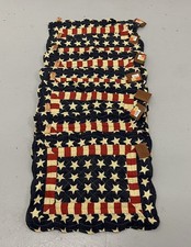 Great Finds Reversible Quilted Throw 18 x 14 American Flag Stars Stripes Cotton