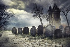 Creepy Cemetery Backdrop 10x8ft - Gothic Moonlight Haunted House Photo Prop