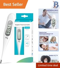 Reliable Digital Thermometer with Hygienic Waterproof Tip, Storage Case Included