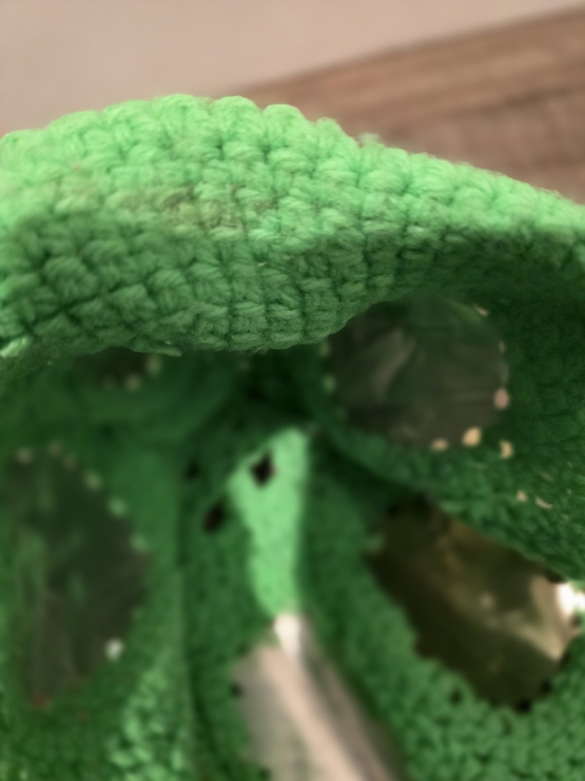 Crocheted  Beer Can Knit Bucket Vintage Party Hat Green