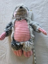 Dan Dee Gray Pink Sloth Ribbed Belly, Feet Hands Stuffed Animal Plush