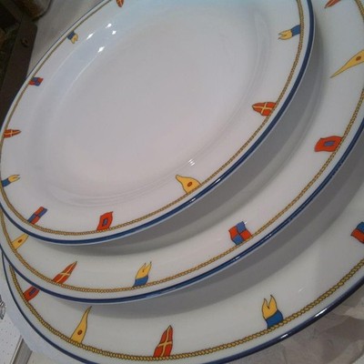 Richard Ginori Clipper Plate 3 sizes Set Of 6 Round Porcelain Italy Tableware