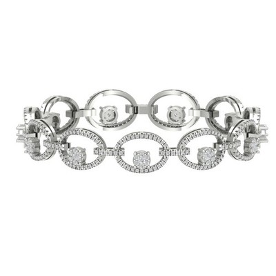14k White Gold 2Ct Lab Grown Diamond Composite Bracelet 7'' Gift For Women