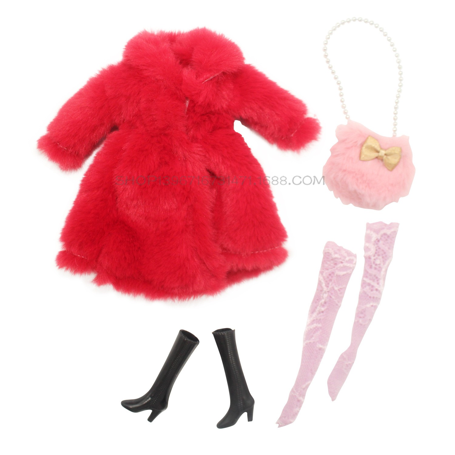 Red Faux Fur Coat Clothes Set For 11.5